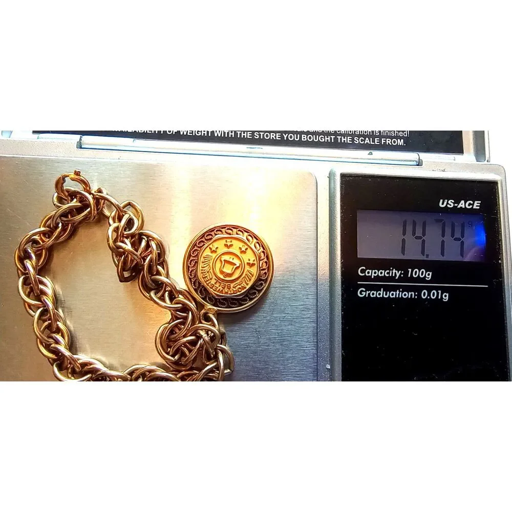 12K gold filled Northwestern Bell bracelet telephone company award medallion